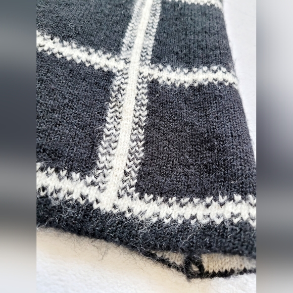 Ellen Tracy Women's Wool Blend Jacket Cardigan Checker Black&White High Neck Med - Picture 15 of 16